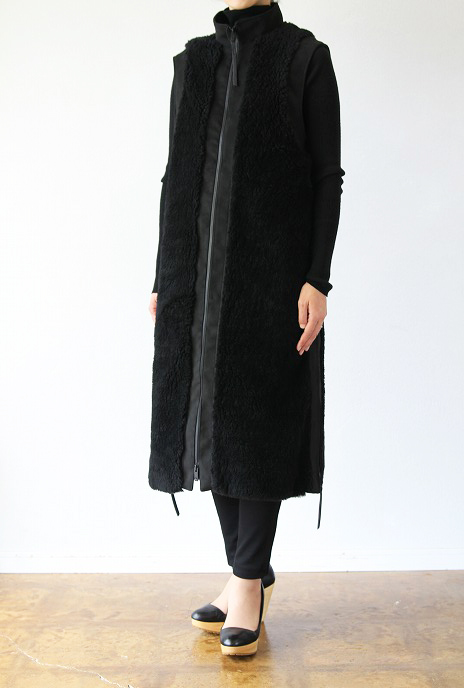 THE RERACS(ザ・リラクス)スタンドカラーロングボアベストSTAND COLOR LONG BOA VEST(BK)