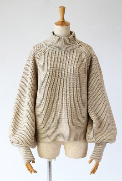 kha:ki(カーキ)HALF ZIP MIL KNIT TOP(ECRU)